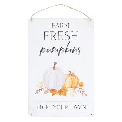 Farm Fresh Pumpkin Metal Hanging Sign