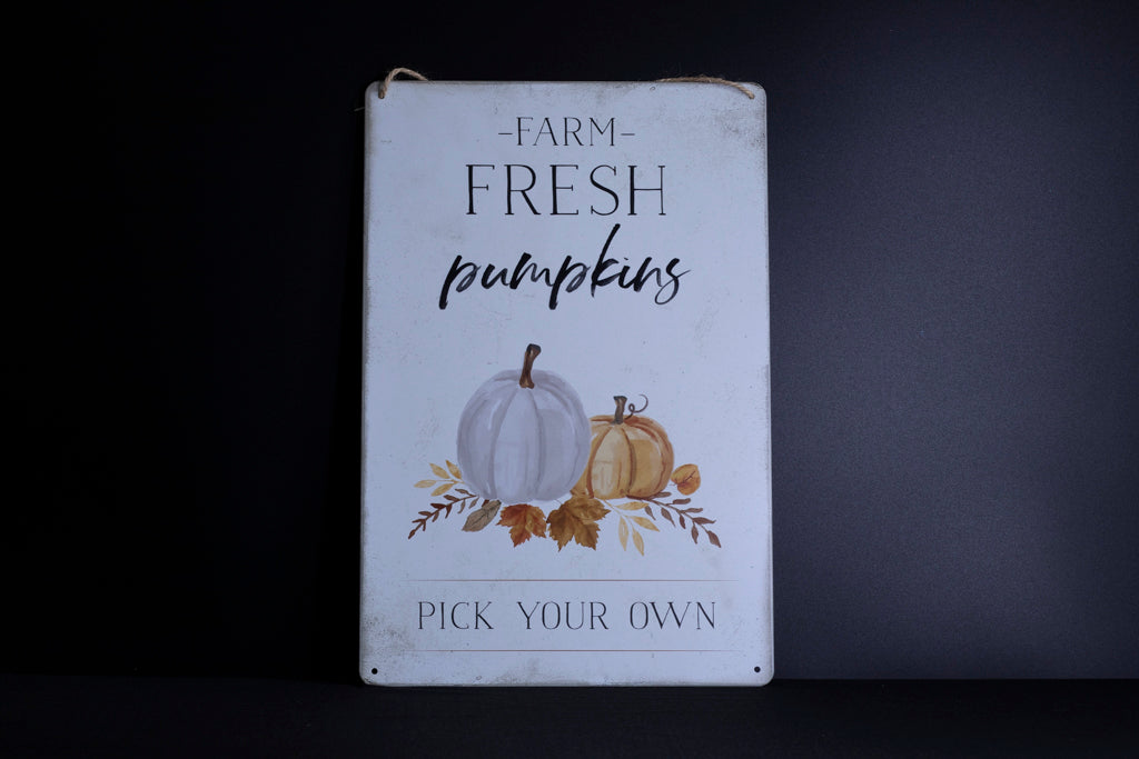 Farm Fresh Pumpkin Metal Hanging Sign